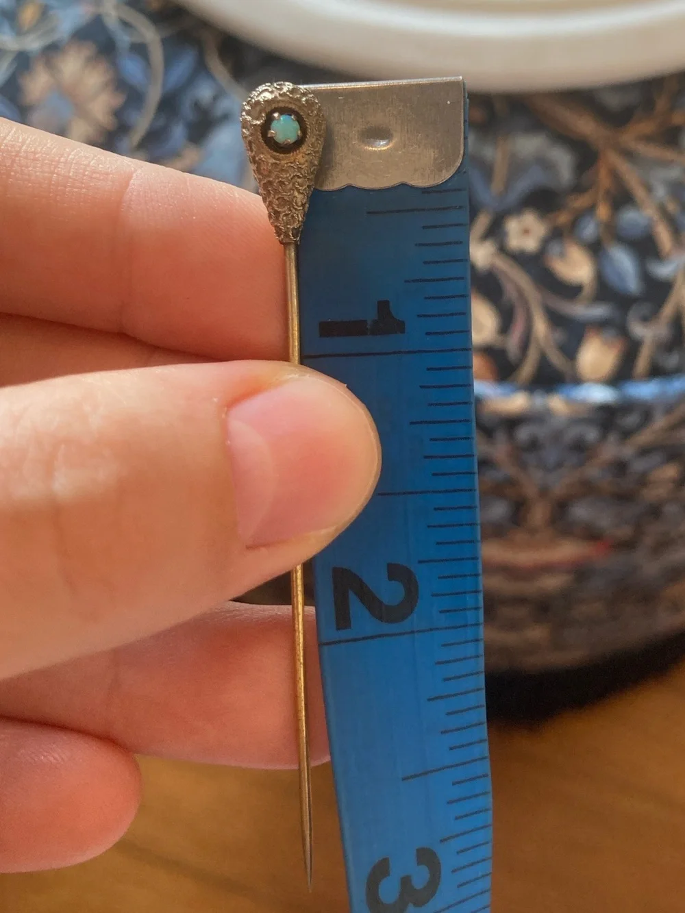 Antique Victorian Etruscan Detail Prong-Set Opal Hat Pin